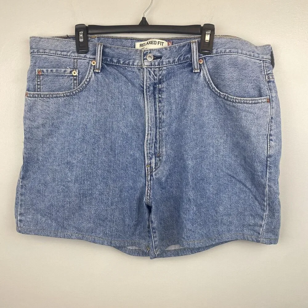 Levis 550 Shorts Mens 42 Blue Relaxed Fit Denim‎ Jean Cutoffs Zipper Fly Casual